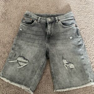 Boys Gray Distressed Denim Shorts